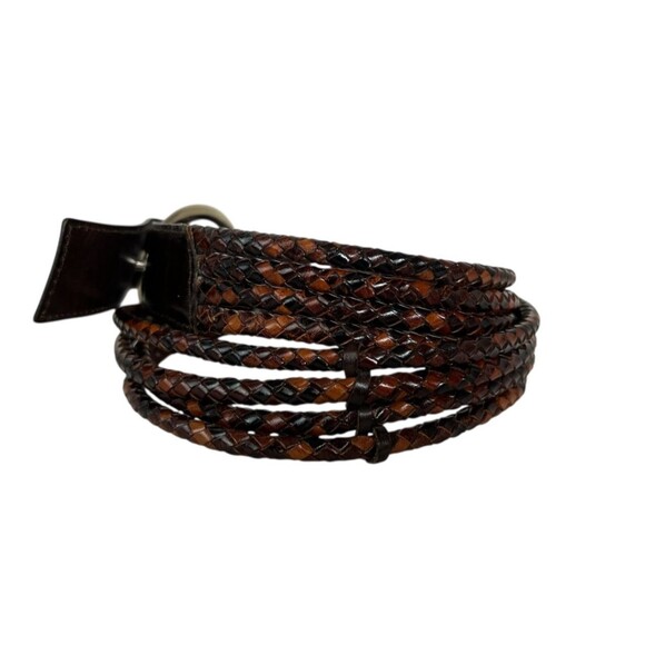 Ellen Tracy Brown Woven Strand Leather Belt  Size L  Boho  Western Vibes - Picture 8 of 13